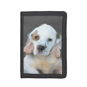 Clumber Spaniel Painting - Cute Original Dog Art Trifold Wallet