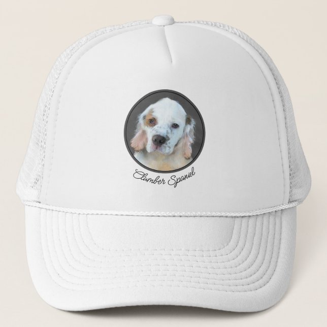 Clumber Spaniel Painting - Cute Original Dog Art Trucker Hat (Front)