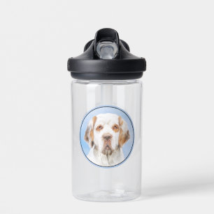 Clumber Spaniel Painting - Cute Original Dog Art Water Bottle