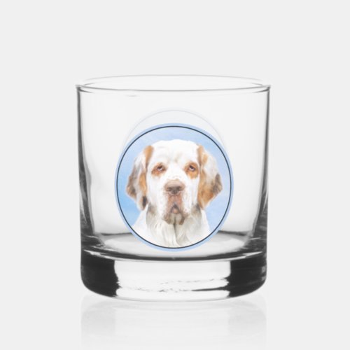 Clumber Spaniel Painting _ Cute Original Dog Art Whiskey Glass