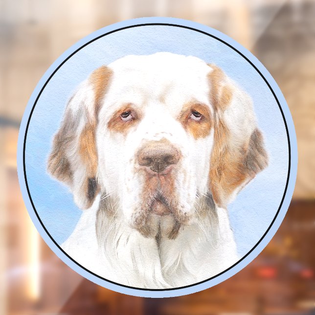 Clumber Spaniel Painting - Cute Original Dog Art Window Cling (Sheet 2)