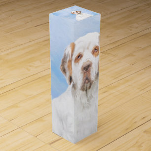 Clumber Spaniel Painting - Cute Original Dog Art Wine Box