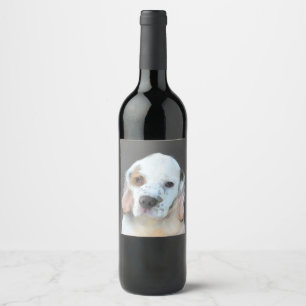 Clumber Spaniel Painting - Cute Original Dog Art Wine Label