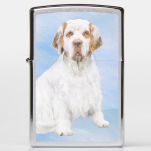Clumber Spaniel Painting - Cute Original Dog Art Zippo Lighter