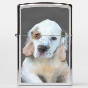Clumber Spaniel Painting - Cute Original Dog Art Zippo Lighter