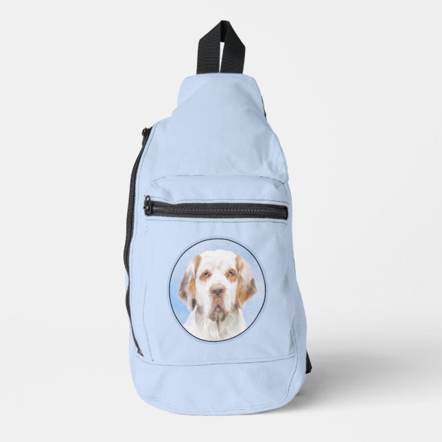 Clumber Spaniel Painting Cute Original Pet Dog Art Sling Bag (Front)