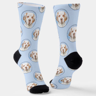 Clumber Spaniel Painting Cute Original Pet Dog Art Socks