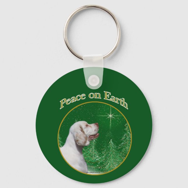 Clumber Spaniel Peace Keychain (Front)