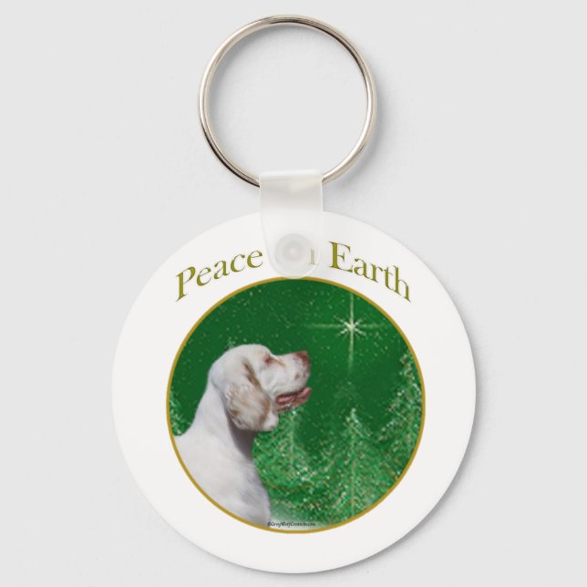Clumber Spaniel Peace Keychain (Front)