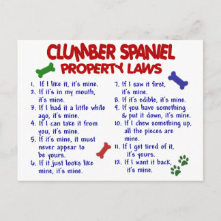 CLUMBER SPANIEL Property Laws 2 Postcard