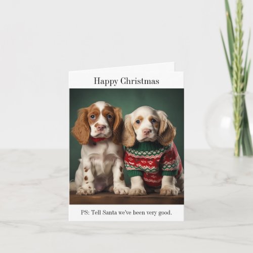 Clumber Spaniel Puppies Christmas Card