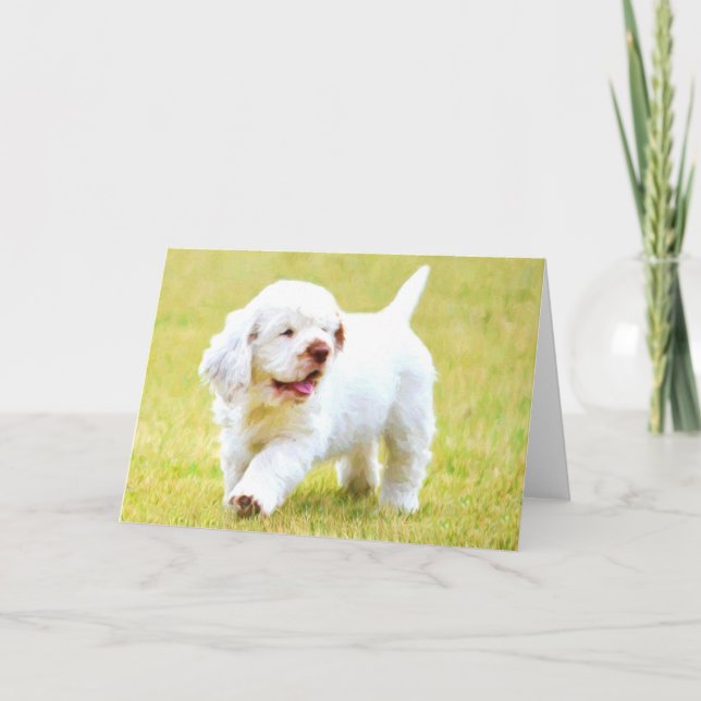 Clumber Spaniel Puppy Greeting Cards (Front)