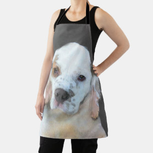 Clumber Spaniel Puppy Painting - Original Dog Art Apron