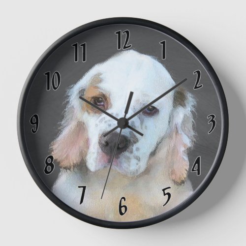 Clumber Spaniel Puppy Painting _ Original Dog Art Clock