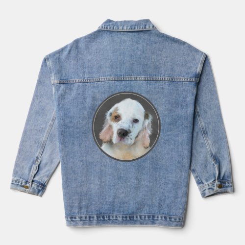 Clumber Spaniel Puppy Painting _ Original Dog Art Denim Jacket