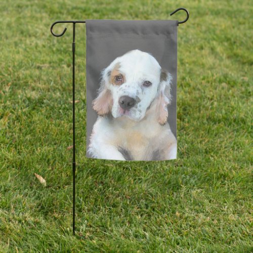 Clumber Spaniel Puppy Painting _ Original Dog Art Garden Flag