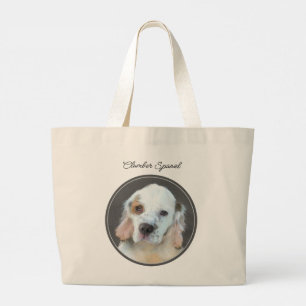 Clumber Spaniel Puppy Painting Original Dog Art Large Tote Bag