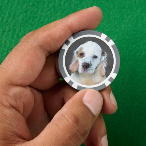 Clumber Spaniel Puppy Painting _ Original Dog Art Poker Chips