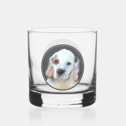 Clumber Spaniel Puppy Painting _ Original Dog Art Whiskey Glass