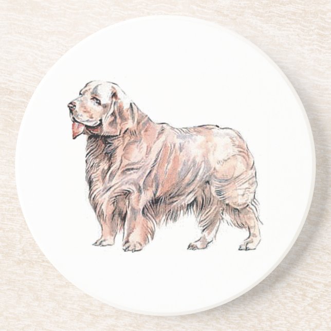 Clumber Spaniel Sandstone Coaster (Front)