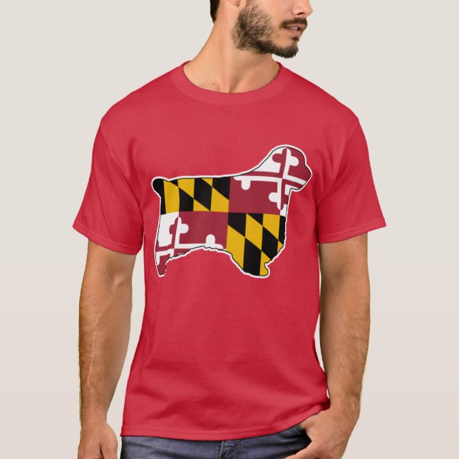 Clumber Spaniel Silhouette with Maryland State Fla T-Shirt (Front)