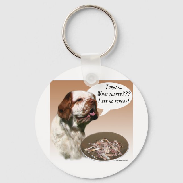 Clumber Spaniel Turkey Keychain (Front)