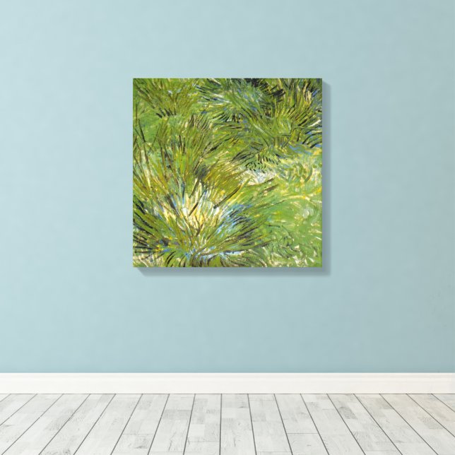 Clumps of Grass by Vincent van Gogh Canvas Print (Insitu(Wood Floor))