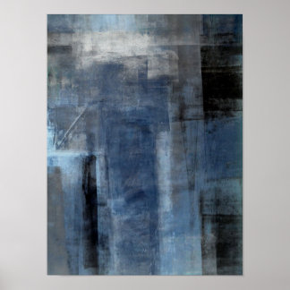 'Clumsy' Blue and Gray Abstract Art Poster