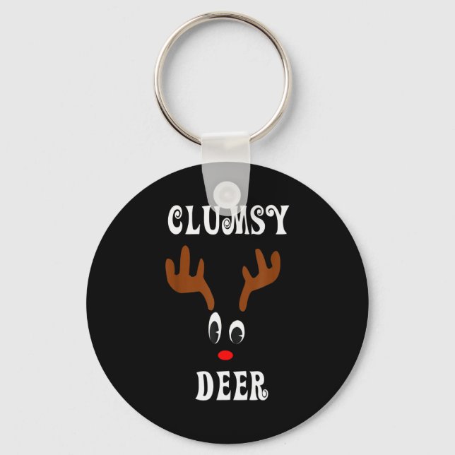 Clumsy Christmas Reindeer Angler Hunt Deer Elk  Keychain (Front)