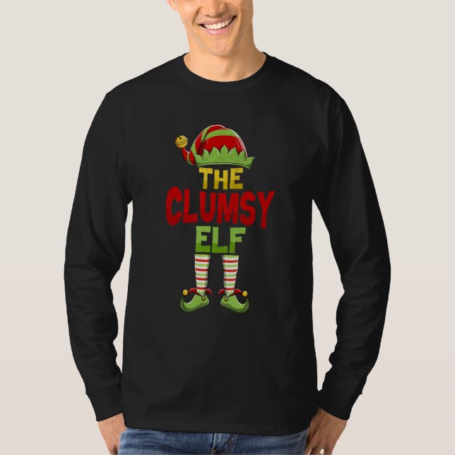 Clumsy ELF Family Matching Group Christmas Pajamas T-Shirt (Front)