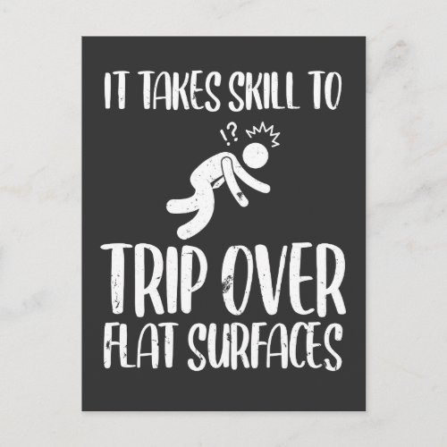 Clumsy Trip Over Flat Surfaces Funny awkward Postcard