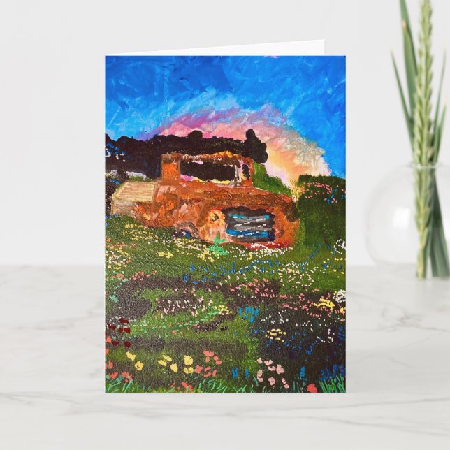 "Clunker in the Garden"  Thank You Card (Front)