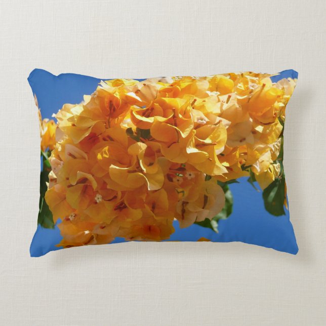Cluster of Golden Bougainvillea Floral Accent Pillow (Front)