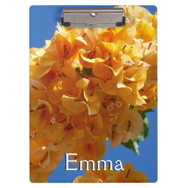 Cluster of Golden Bougainvillea Tropical Floral Clipboard (Front)