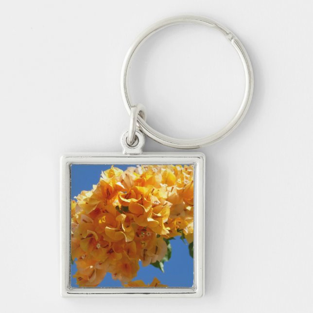 Cluster of Golden Bougainvillea Tropical Floral Keychain (Front)