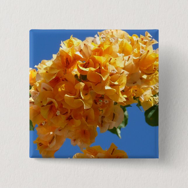 Cluster of Golden Bougainvillea Tropical Floral Pinback Button (Front)