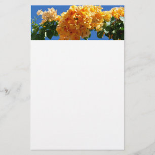 Cluster of Golden Bougainvillea Tropical Floral Stationery