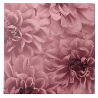 Cluster of ight Mauve Dahlias Floral Ceramic Tile