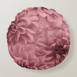 Cluster of ight Mauve Dahlias Floral Round Pillow