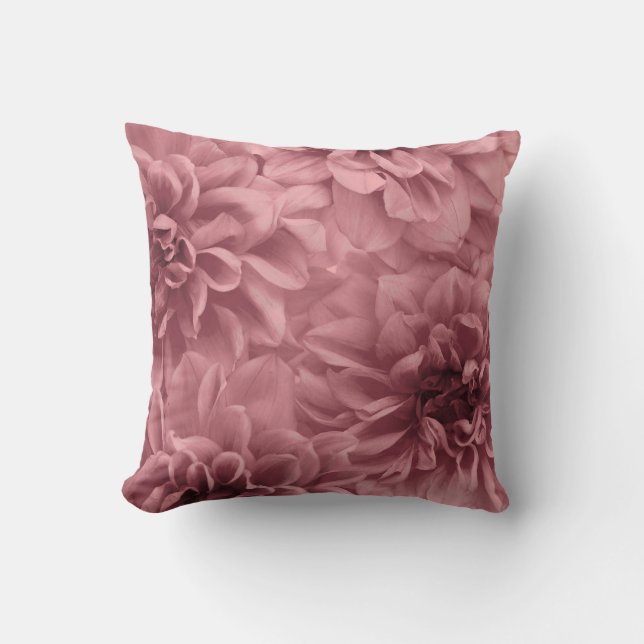 Cluster of ight Mauve Dahlias Floral Throw Pillow (Front)