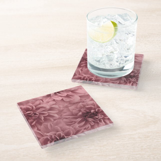 Cluster of Light Mauve Dahlia Flowers Glass Coaster (Angled)