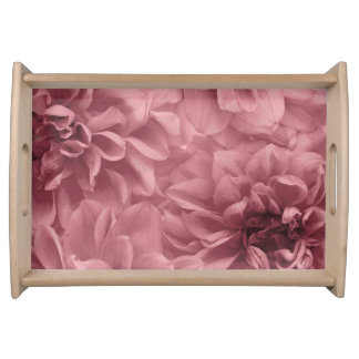 Cluster of Light Mauve Dahlia Flowers Serving Tray