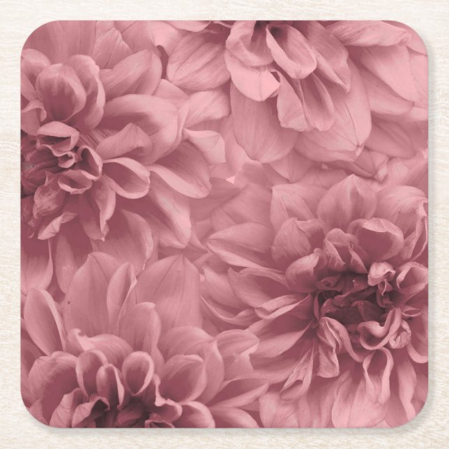 Cluster of Light Mauve Dahlia Flowers Square Paper Coaster (Front)
