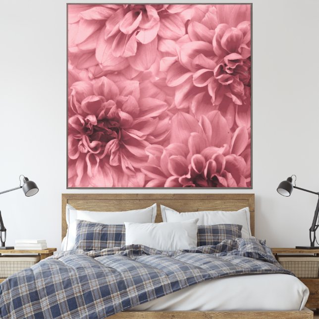 Cluster of light Mauve Dahlias Canvas Print (Insitu(Bedroom))