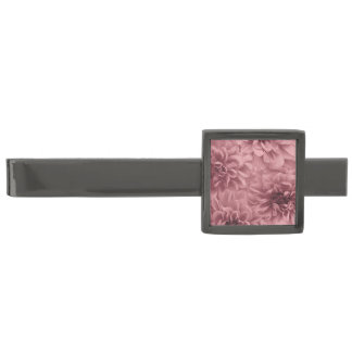 Cluster of Light Mauve Dahlias Floral Gunmetal Finish Tie Bar