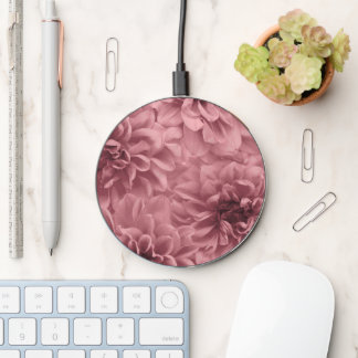Cluster of Light Mauve Dahlias Floral Wireless Charger