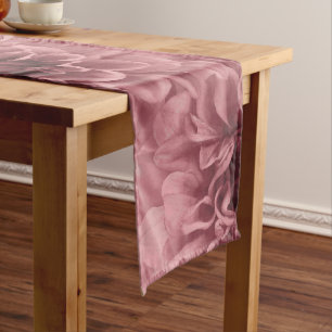 Cluster of Light Mauve / Pink Dahlia Flowers Long Table Runner