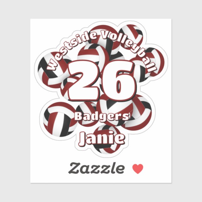 cluster of maroon black volleyballs team name sticker (Sheet)