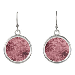 Cluster of Mauve Dahlias Floral Earrings