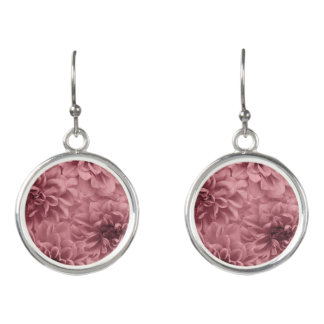 Cluster of Mauve Dahlias Floral Earrings